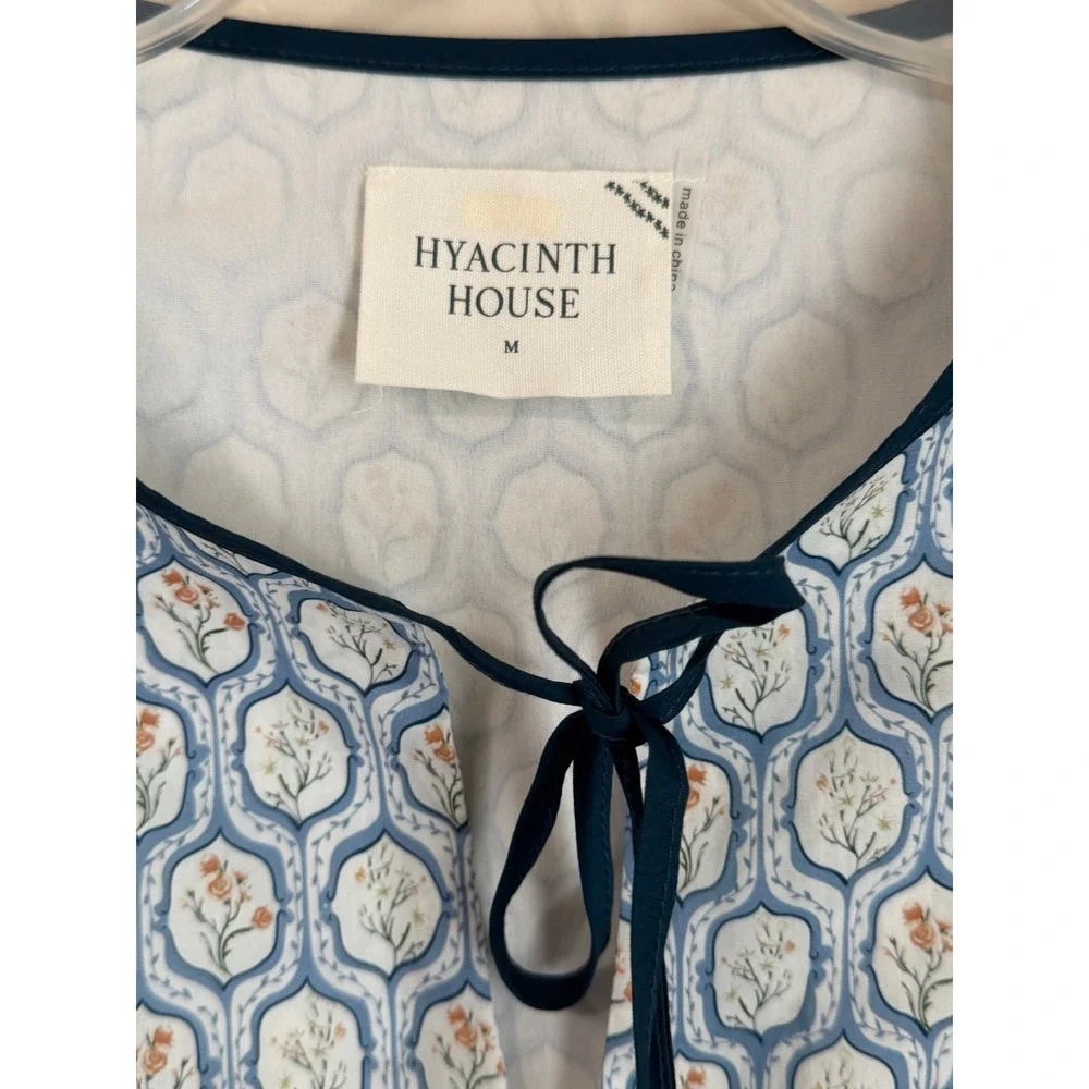 Tuckernuck Hyacinth House Blouse Women Medium Floral Ruffle Puff Sleeve Cotton
